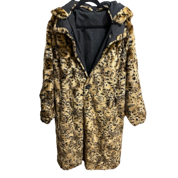 Donna Salyers Fabulous-Furs women’s large reverseable fur/black coat - Picture 1 of 9